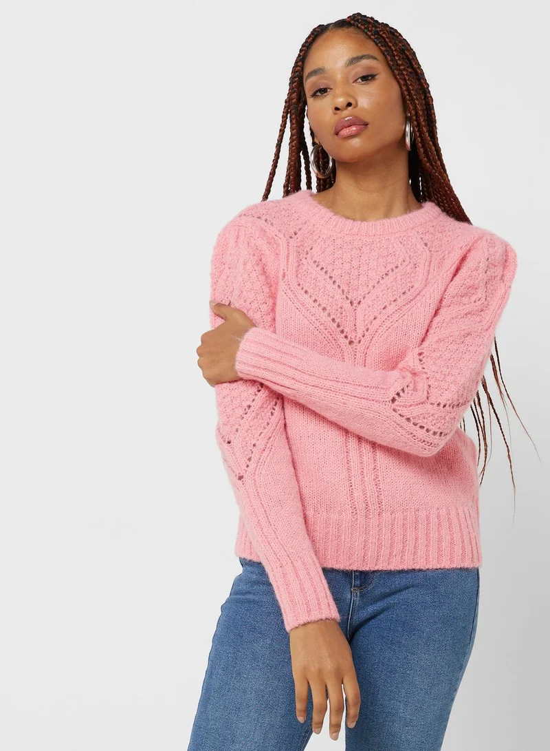ONLY Open Work Crew Neck Sweater