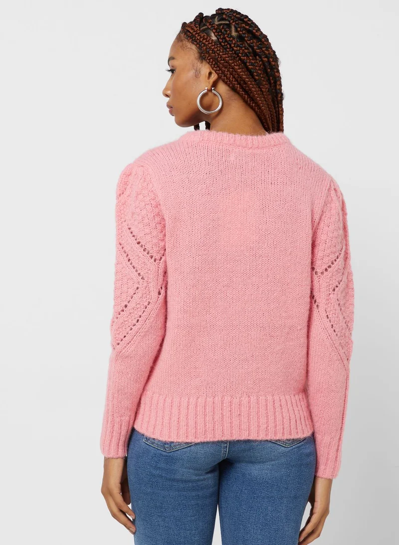 ONLY Open Work Crew Neck Sweater