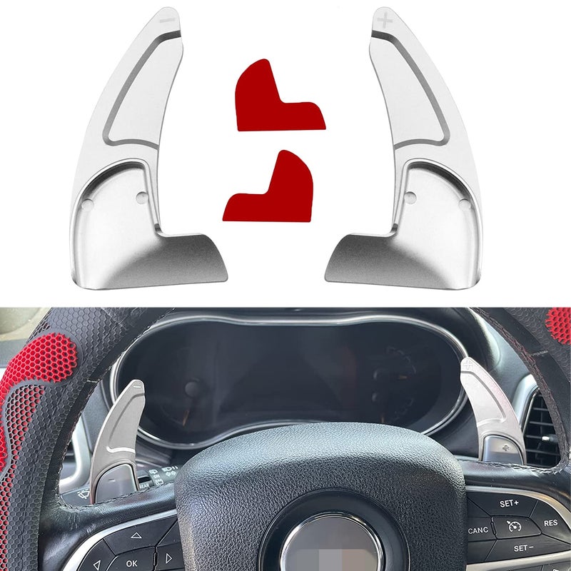 Steering Wheel Shift Paddle Extension Cover Compatible with Jeep Grand Cherokee 20142020 Dodge Challenger Charger Durango RT and Scat Pack Extended Shifter Trim Cover 2pcs Silver