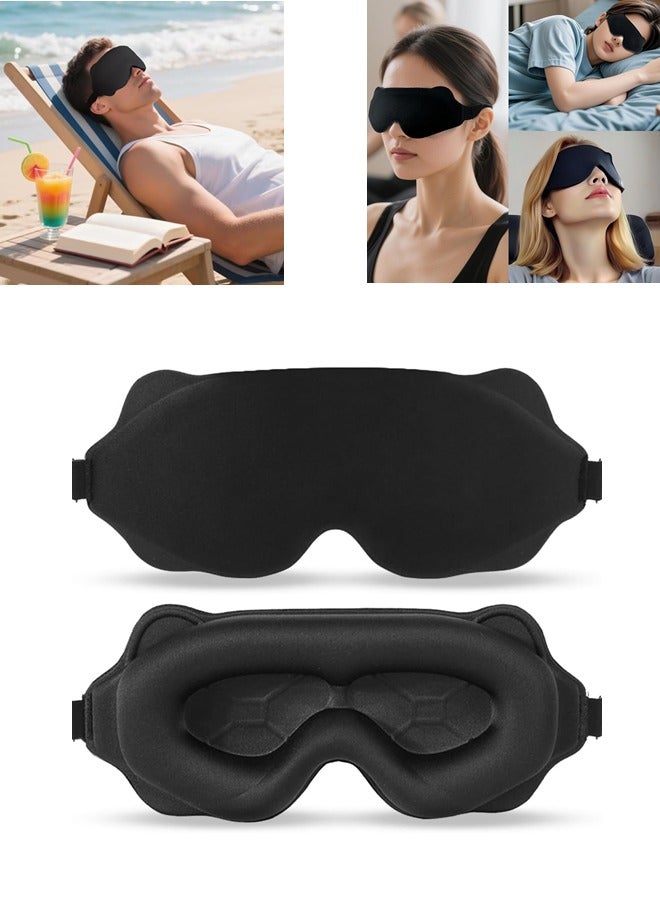 VibeHome Sleep Eye Mask,3D Contoured Cup No Pressure Sleep Mask with Adjustable Strap,Blackout Eye Mask,Ultra-Thin Sides Breathable Lightweight Soft Eye Cover for Men Women Home Travel Airplane Office Nap  - Image 1