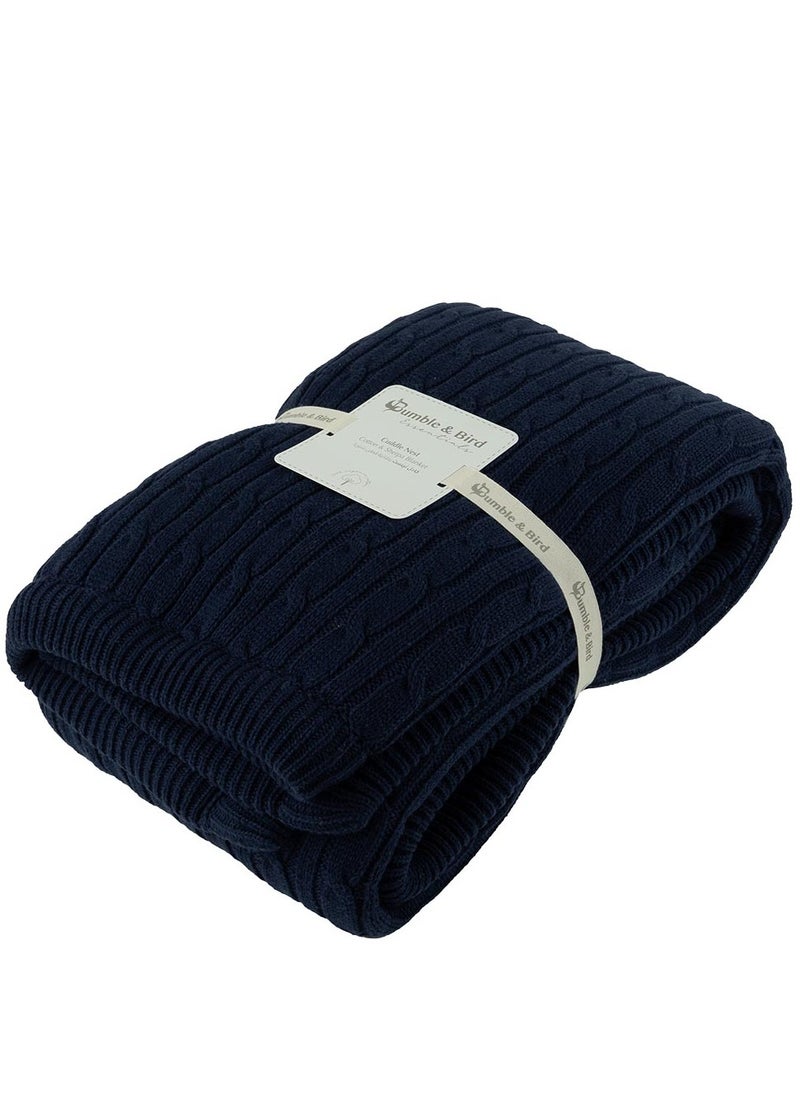 Bumble & Bird Bumble & Bird - Knitted Blanket With Sherpa Back - Blue  - Image 3