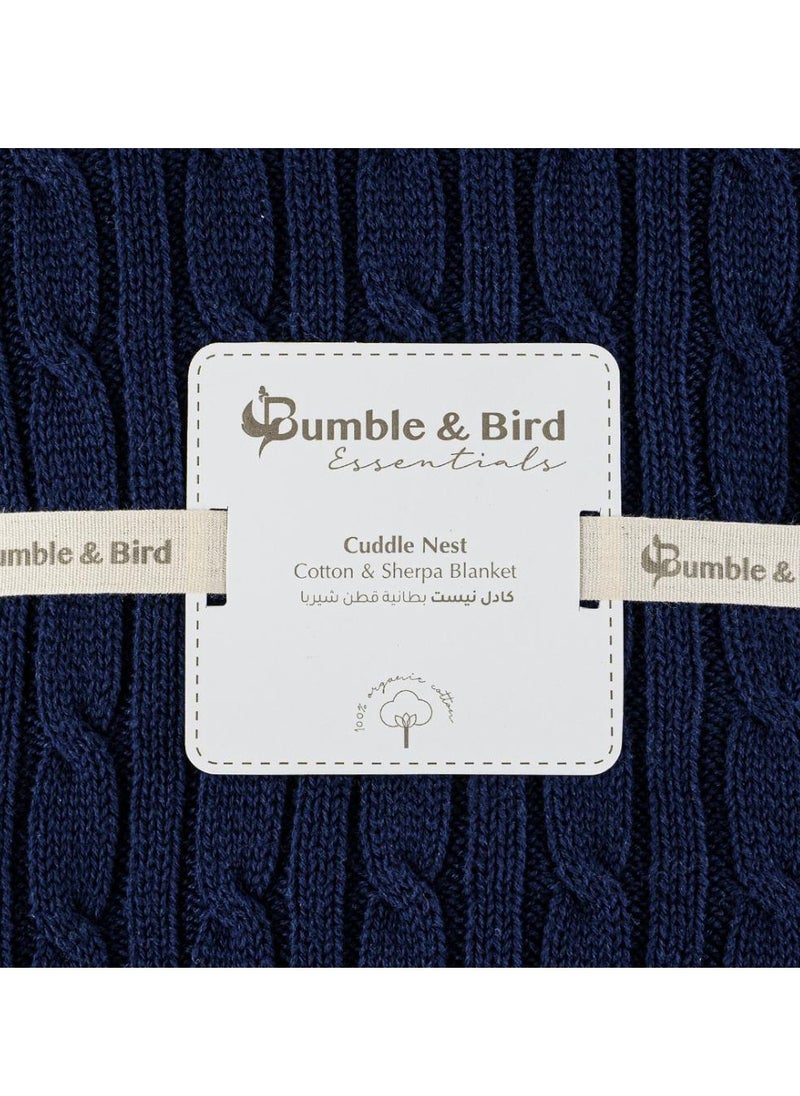 Bumble & Bird - Knitted Blanket With Sherpa Back - Blue
