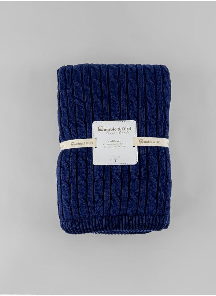 Bumble & Bird Bumble & Bird - Knitted Blanket With Sherpa Back - Blue  - Image 2