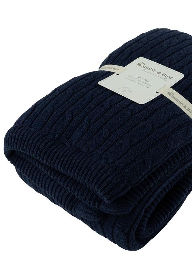 Bumble & Bird Bumble & Bird - Knitted Blanket With Sherpa Back - Blue  - Image 4