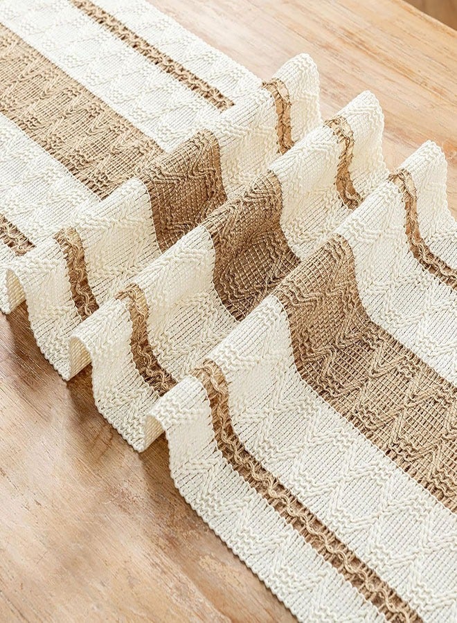 Macrame Table Runner, 12 x 72 Inches Boho Farmhouse Table Runner with Tassels Cotton Linen Woven for Spring Dining Table Home Decor for Spring Living Room Dining Room Bedroom  - Image 4