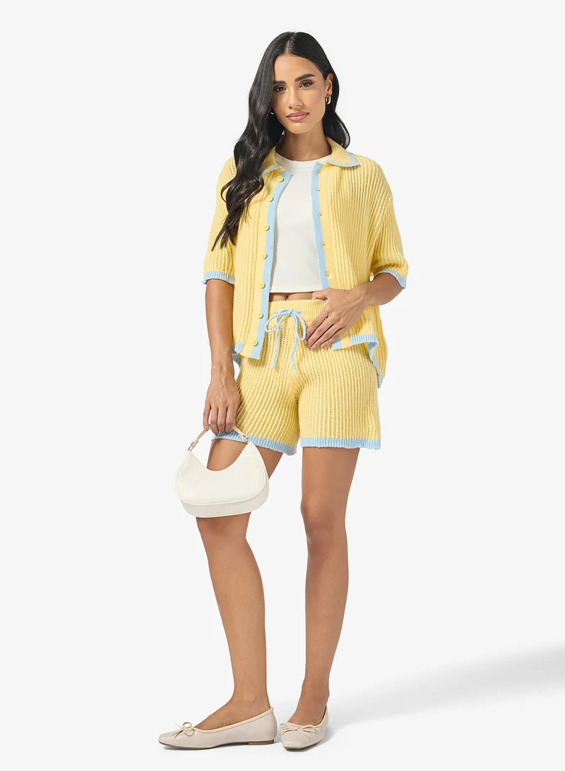 Ginger Knitted Shirt & Short Coord Set