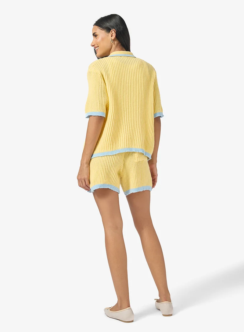 Ginger Knitted Shirt & Short Coord Set