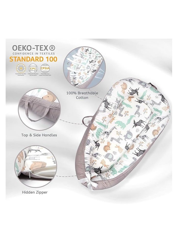 Moro Moro Cotton Baby Nest with Full Zipper – Adjustable & Portable for Newborns  - Image 2