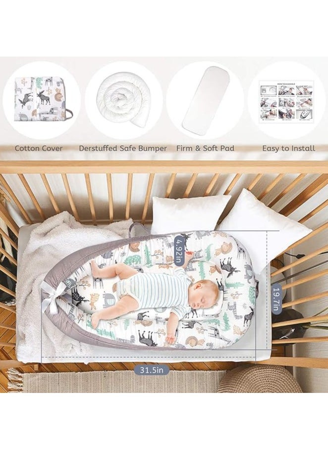 Moro Moro Cotton Baby Nest with Full Zipper – Adjustable & Portable for Newborns  - Image 4