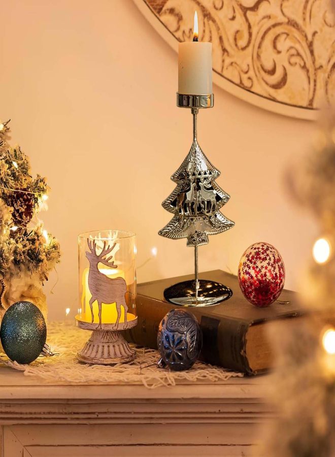 2-piece Golden Christmas tree cone candlestick set (for Christmas decoration, family party, table decoration) - Image 3
