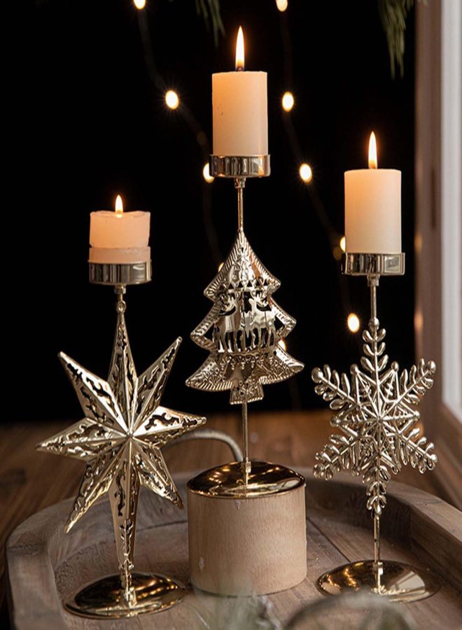 2-piece Golden Christmas tree cone candlestick set (for Christmas decoration, family party, table decoration) - Image 5