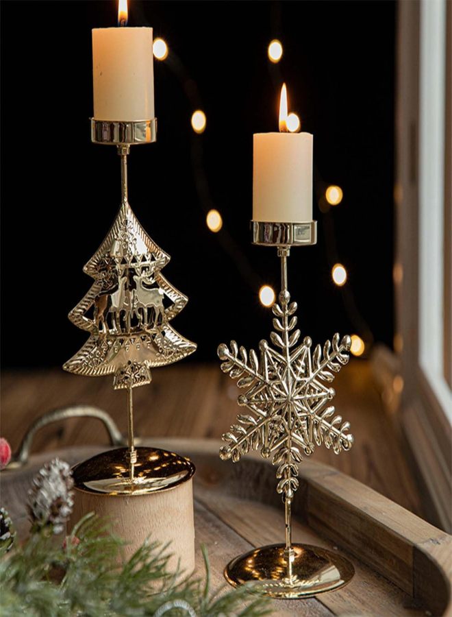 2-piece Golden Christmas tree cone candlestick set (for Christmas decoration, family party, table decoration) - Image 4