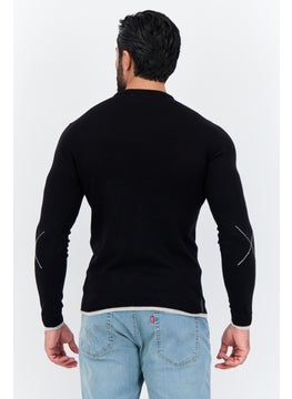 Sorbino Men Round Neck Long Sleeve Textured Sweater, Black  - Image 3