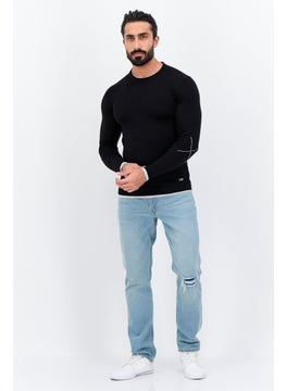 Sorbino Men Round Neck Long Sleeve Textured Sweater, Black  - Image 4