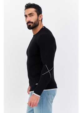 Sorbino Men Round Neck Long Sleeve Textured Sweater, Black  - Image 2