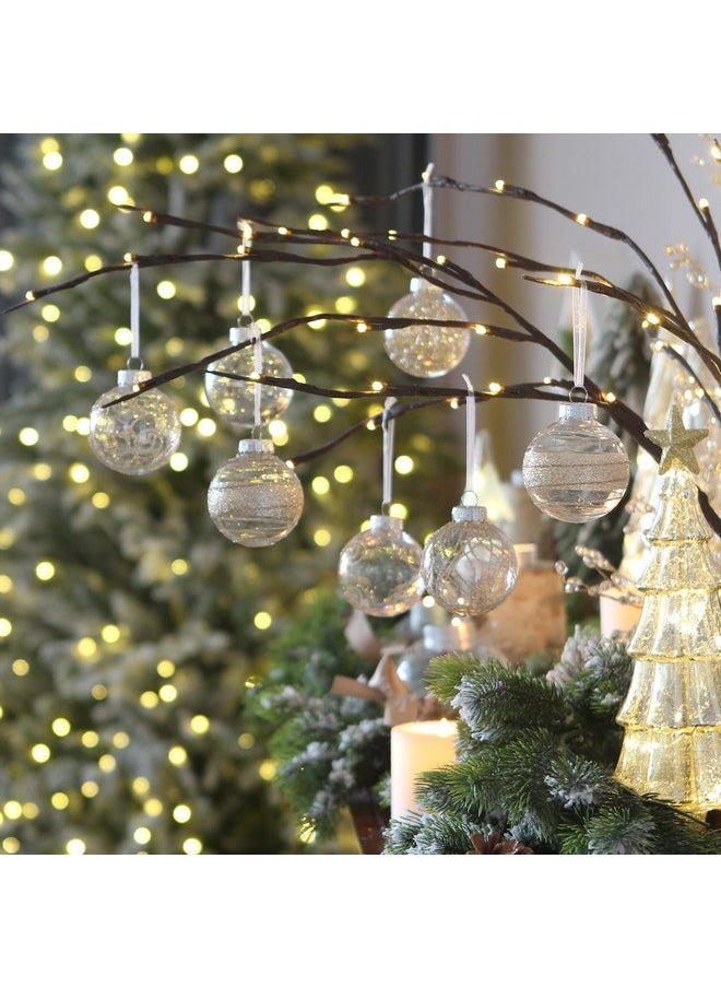 Sea Team Sea Team 60mm/2.36" Shatterproof Clear Plastic Christmas Ball Ornaments Set with Glitter Painting, Transparent, See-Through, Crystal Baubles, Xmas Tree Decorations (30 Counts, Champagne)  - Image 3