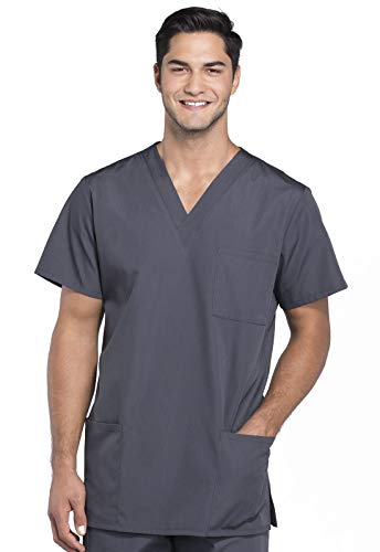 Cherokee Big and Tall Originals Unisex V-Neck Scrubs Shirt, Pewter, XXXX-Large - Image 1