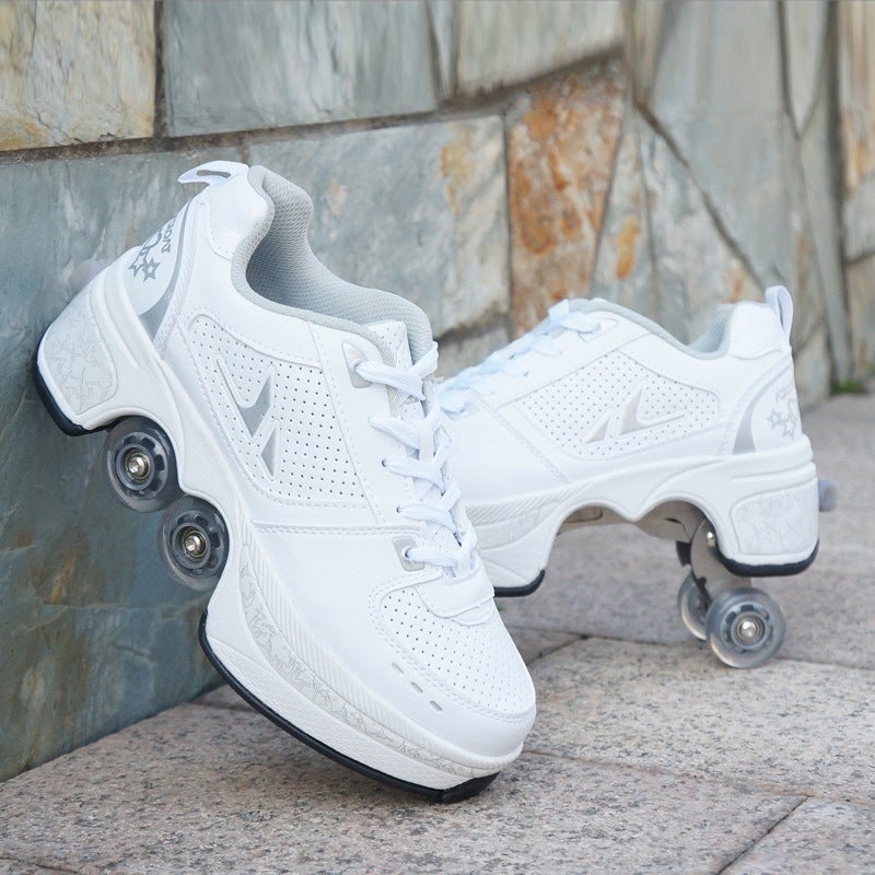 Factory Agloat Deformation Shoes Four-Wheel Dual-Purpose Roller Skates Double-Row Heyday Shoes Roller Skates - Image 2