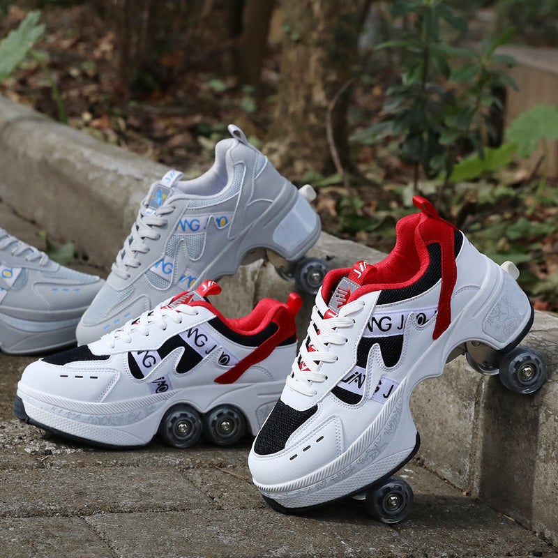 Factory Agloat Deformation Shoes Four-Wheel Dual-Purpose Roller Skates Double-Row Heyday Shoes Roller Skates - Image 4