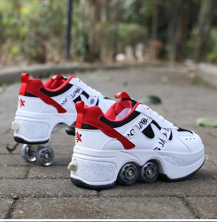 Factory Agloat Deformation Shoes Four-Wheel Dual-Purpose Roller Skates Double-Row Heyday Shoes Roller Skates - Image 5