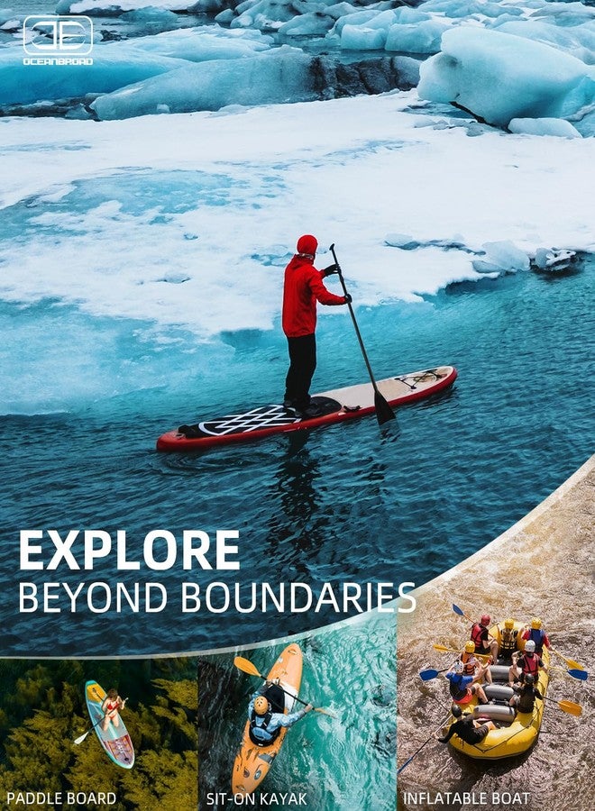 مجداف OCEANBROAD SUP - مجداف قابل للتعديل للتجديف وقوفاً على الألواح وقوارب الكاياك، عمود من سبائك الألومنيوم قابل للتعديل من 68 إلى 84 بوصة، 3 قطع، أسود - Image 3