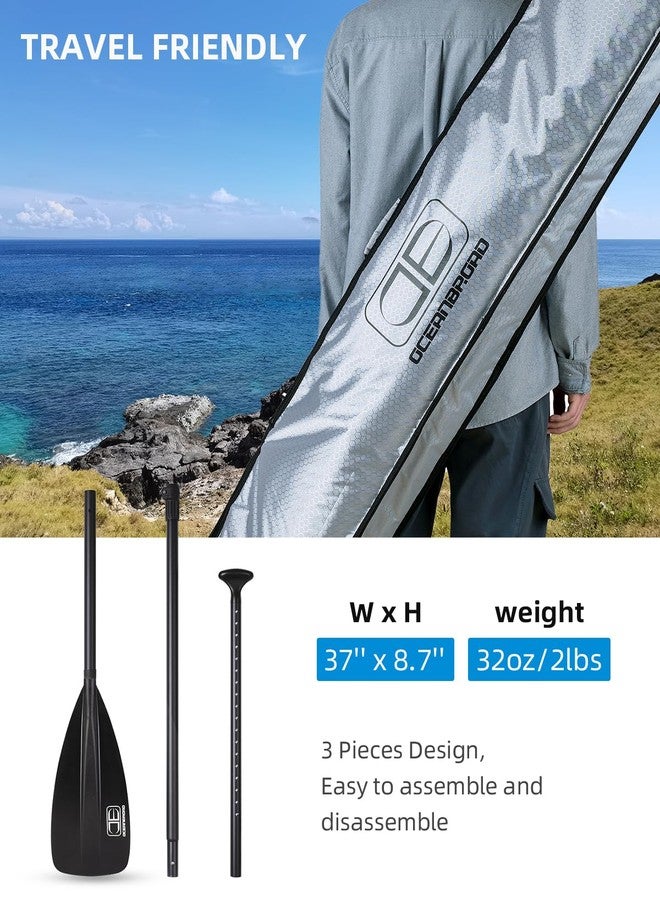 مجداف OCEANBROAD SUP - مجداف قابل للتعديل للتجديف وقوفاً على الألواح وقوارب الكاياك، عمود من سبائك الألومنيوم قابل للتعديل من 68 إلى 84 بوصة، 3 قطع، أسود - Image 5