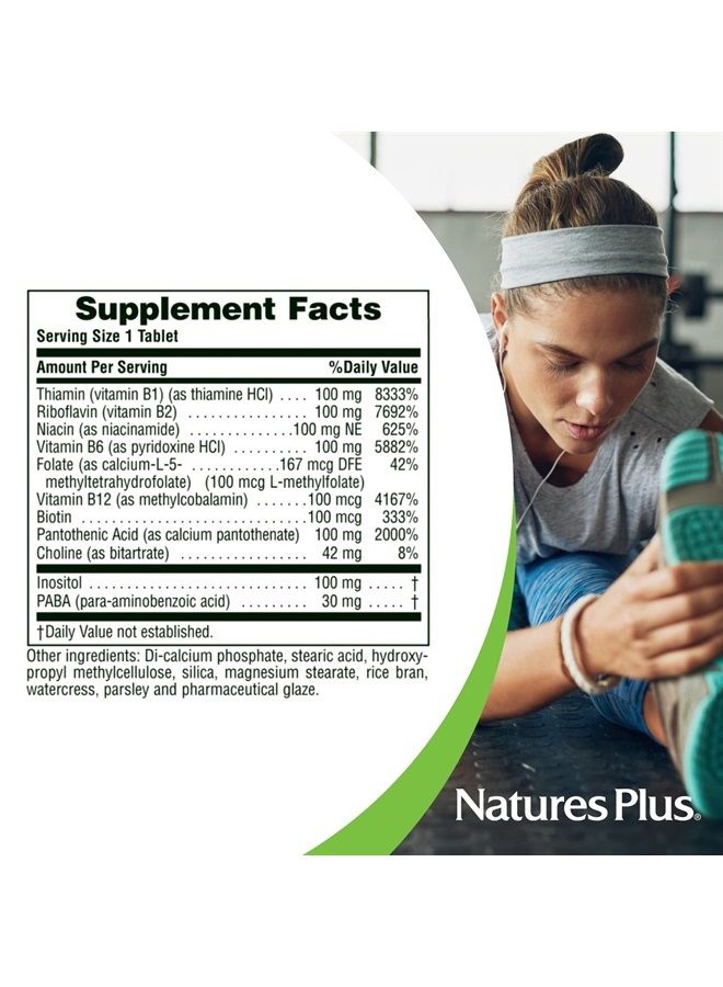Nature's Plus NaturesPlus Mega B-100 Complex - 90 Sustained Release Vegetarian Tablets - Energy & Brain Booster - Gluten Free - 90 Servings - Image 2