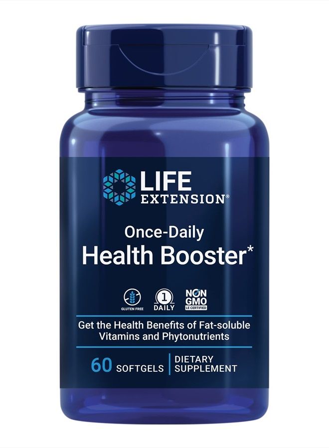 Life Extension Once-Daily Health Booster - Vitamins & Nutrients Supplement for Whole-Body Health - Vitamin K Complex, Vitamin E, Saffron, Lutein and More - Non-GMO, Gluten-Free - 60 Softgels - Image 1
