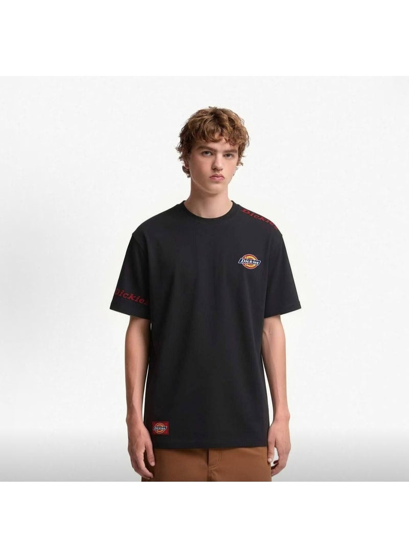 Dickies Classic Red Logo Skin-Friendly Breathable Black Short-Sleeve T-Shirt Size XL - Image 1