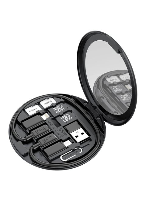 Mini Mirror SD CF Card Reader 11 in 1 TF Memory Card Adapter Camera Card Reader Digital Beauty Gadget Storage case USB C Type Charging and Data Transfer case