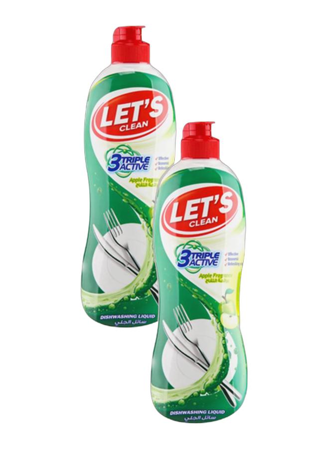 LET'S CLEAN Dishwashing Liquid 500ml Apple, Pack of 2 - Image 1