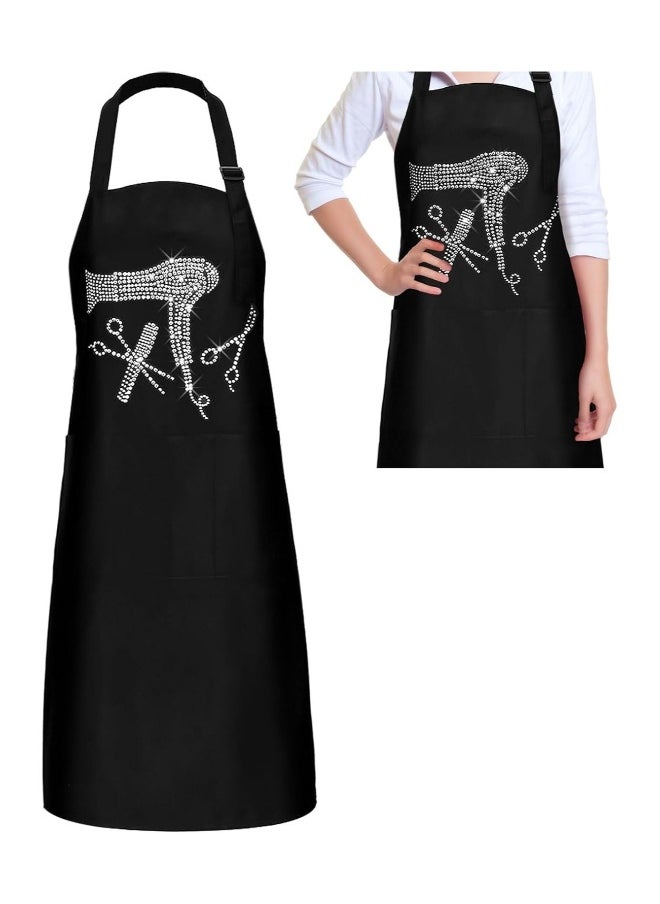 Generic - Hair Stylist Apron Hairstylist Salon Apron with Rhinestone Tools and 3 Pockets Waterproof Hairdresser Barber Aprons for Women Men Hairdressers Cosmetology Aprons Dog Grooming Work Smock Barber - Image 1