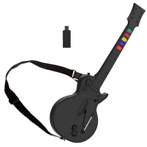 NBCP PC Guitar Hero Controller, Wireless PS3 Guitar Hero with Dongle for PC/PlayStation 3, Compatible with Guitar Hero, Rock Band, Clone Hero & Fortnite Festival - Black - Image 1