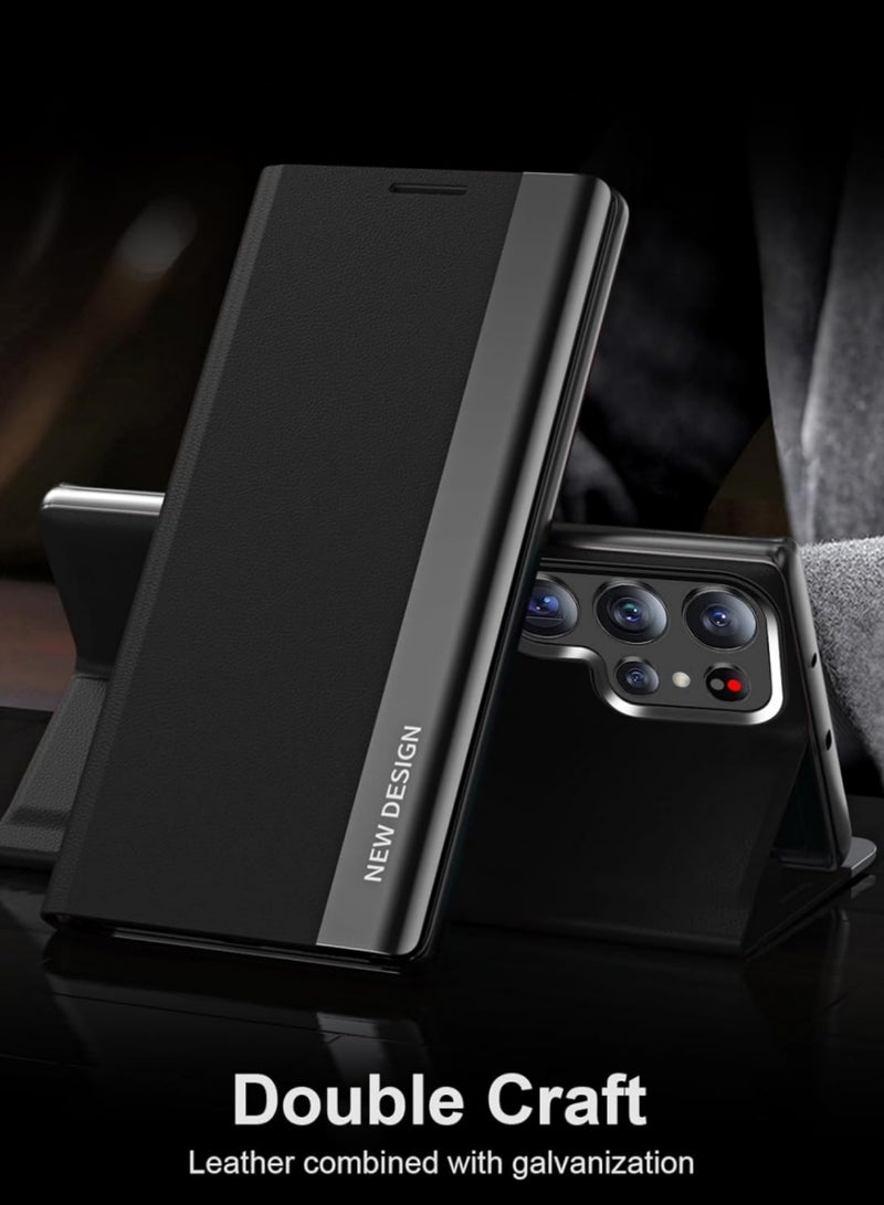 Adando Flip Case for Samsung Galaxy S26 Ultra, Thin PU Leather Business Flip Folio Cover with Kickstand, Slim Full Body Protective Phone Case for Samsung S26 Ultra (Black) - Image 5