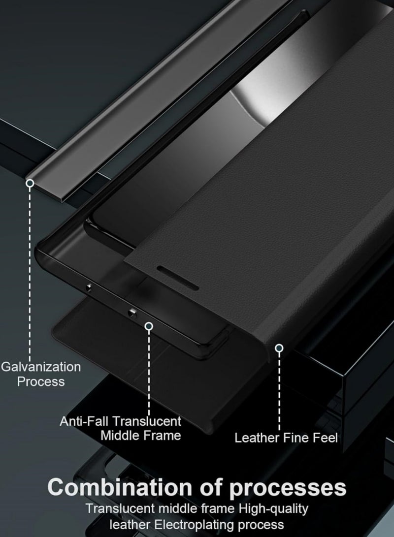Adando Flip Case for Samsung Galaxy S26 Ultra, Thin PU Leather Business Flip Folio Cover with Kickstand, Slim Full Body Protective Phone Case for Samsung S26 Ultra (Black) - Image 3