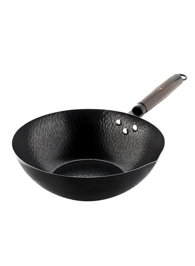 TRILONIUM Carbon Steel Chinese Wok 26 cms, Capacity 2.75 litres | Hammered and Pre-Seasoned - Image 1