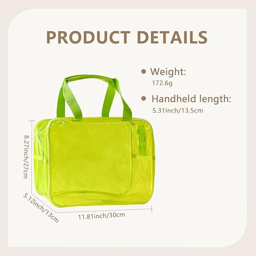 TotePrint Pink PVC Clear Pure Color Transparent Large Zipper Cosmetic Pouch Travel Makeup Cosmetic Bag with Handle for Travel Bathroom Toiletry Organizer (Light Pink) - Image 2