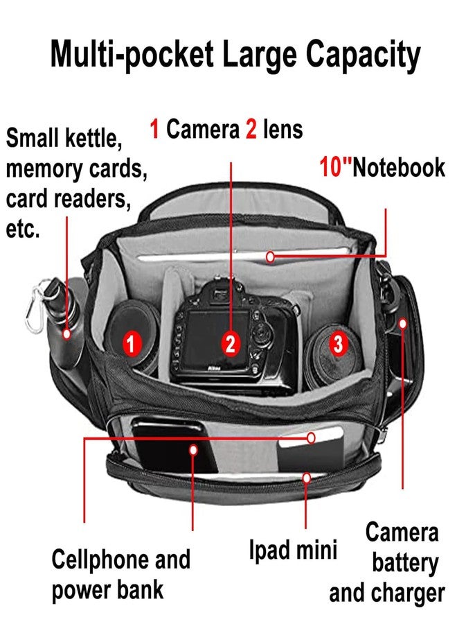 CADeN Camera Bag Case Shoulder Messenger Bag with Tripod Holder Compatible for Nikon, Canon, Sony, DSLR SLR Mirrorless Cameras Waterproof Black - Image 3