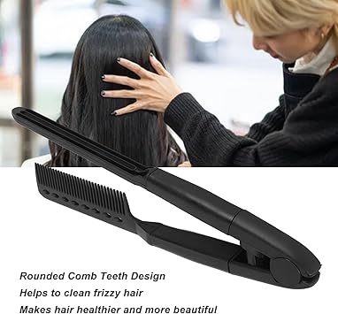 Filfeel Hair Straightening Comb 3Pcs Flat Iron Comb V Shaped Hair Styling Comb Hair Brush for Salon Home Travel Heat Resistant Black  - Image 3