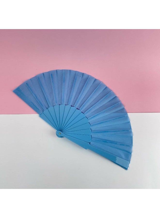 BLUE Folding Hand Fans Fabric Fans  Summer Handheld Fan for Party, Wedding, Gifts, Wall Decoration,Photographic Props - Image 2