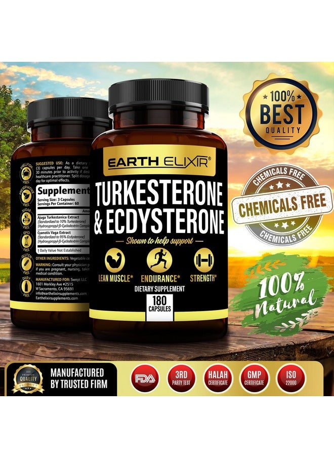 Health & Household - Earth Elixir Turkesterone 1000Mg And Ecdysterone 1000Mg Supplements (180 Capsules) 2 Month Supply - 3Rd Party Tested- Turkesterone Supplement For Men (Ajuga Turkestanica) With 95% Beta Ecdysterone - Image 1