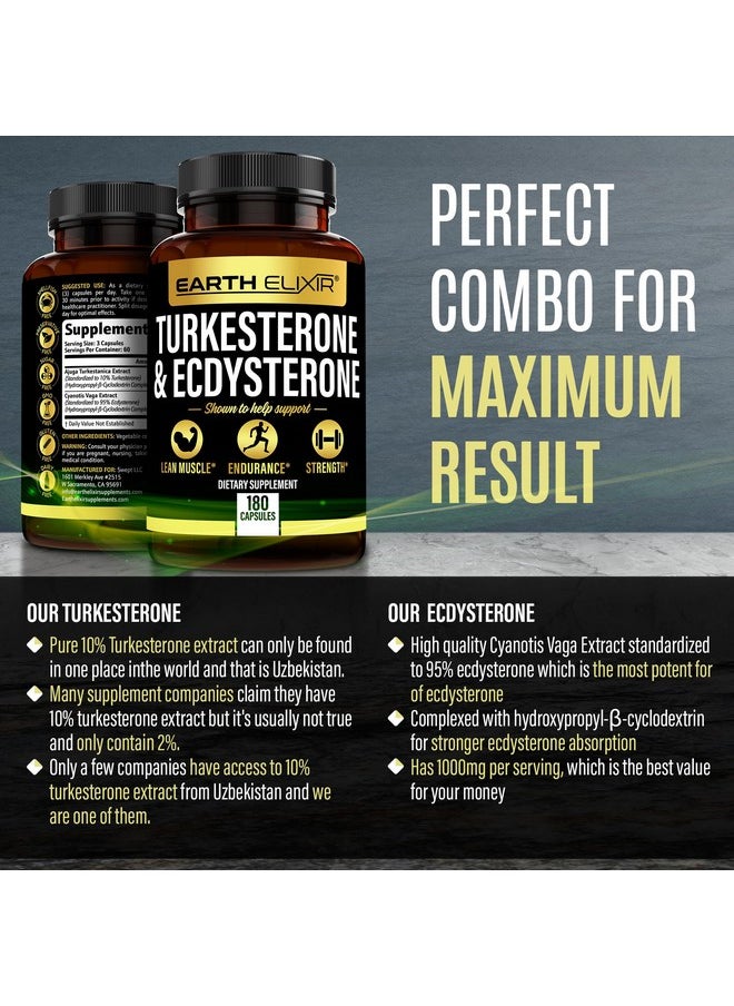 Health & Household - Earth Elixir Turkesterone 1000Mg And Ecdysterone 1000Mg Supplements (180 Capsules) 2 Month Supply - 3Rd Party Tested- Turkesterone Supplement For Men (Ajuga Turkestanica) With 95% Beta Ecdysterone - Image 1