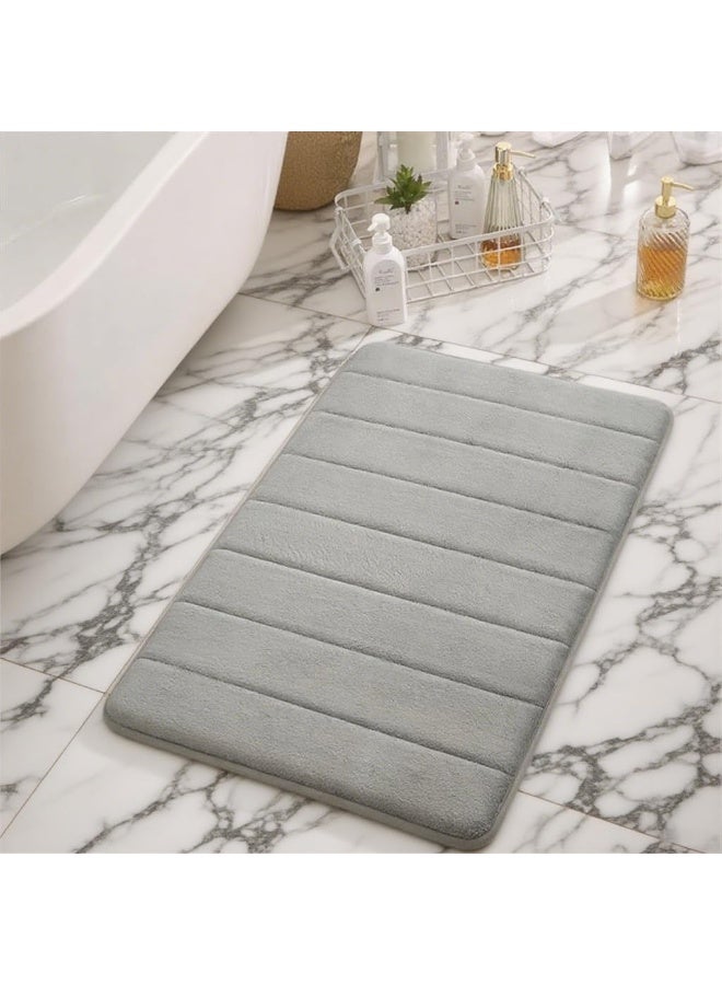 jaexest Extra Soft Coral Velvet Bathroom Rug, Non-Slip Highly Absorbent Bath Mat for Floor, Shower & Tub, Quick-Drying Cushioned Bath Carpet – Grey 50x80 cm - Image 4