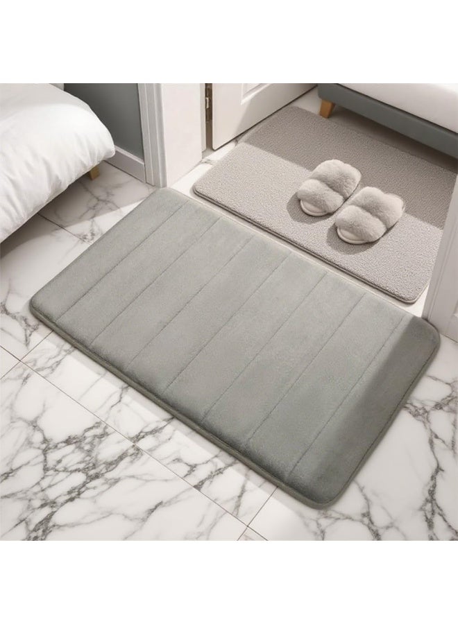 jaexest Extra Soft Coral Velvet Bathroom Rug, Non-Slip Highly Absorbent Bath Mat for Floor, Shower & Tub, Quick-Drying Cushioned Bath Carpet – Grey 50x80 cm - Image 2