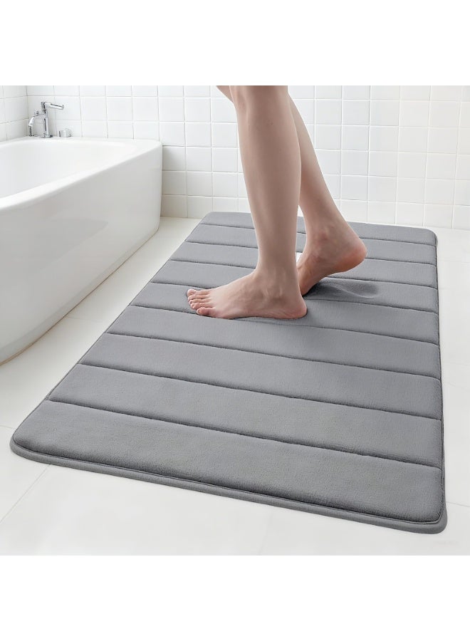 jaexest Extra Soft Coral Velvet Bathroom Rug, Non-Slip Highly Absorbent Bath Mat for Floor, Shower & Tub, Quick-Drying Cushioned Bath Carpet – Grey 50x80 cm - Image 3