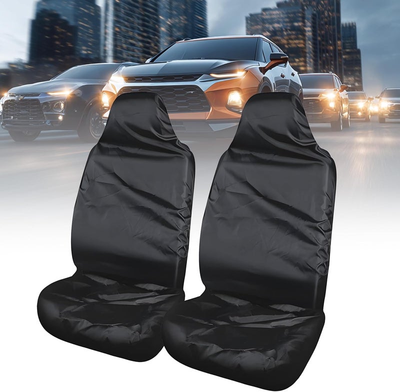 CATMEYE 2 Pieces Car Seat Covers - Nylon Waterproof Heavy Duty Breathable Sweat Proof Universal Fit Black Seat Cover for Cars, SUVs, Vans - Image 5