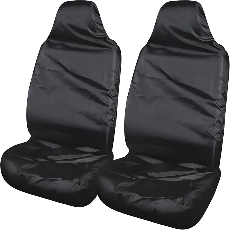 CATMEYE 2 Pieces Car Seat Covers - Nylon Waterproof Heavy Duty Breathable Sweat Proof Universal Fit Black Seat Cover for Cars, SUVs, Vans - Image 1