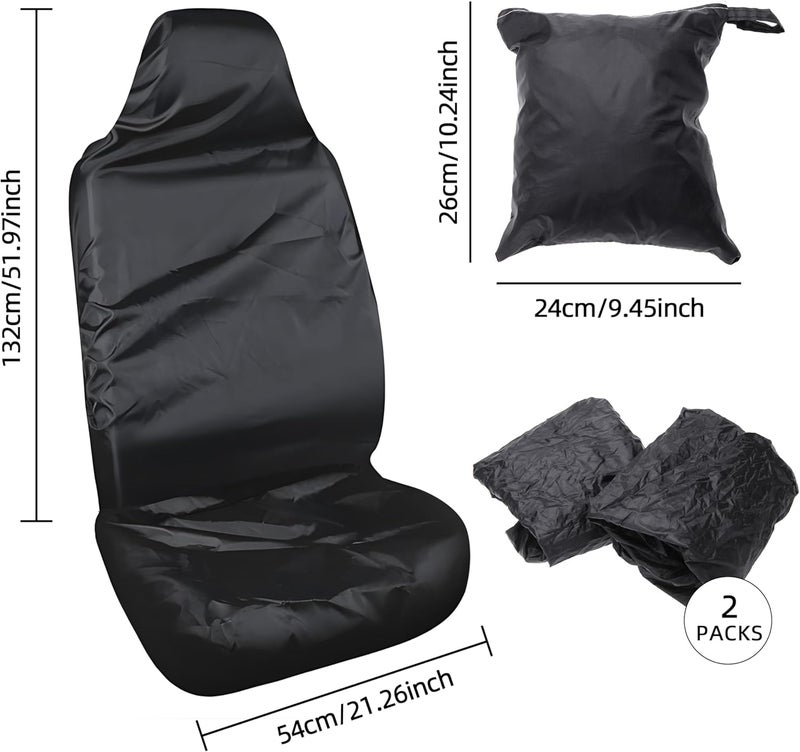 CATMEYE 2 Pieces Car Seat Covers - Nylon Waterproof Heavy Duty Breathable Sweat Proof Universal Fit Black Seat Cover for Cars, SUVs, Vans - Image 2
