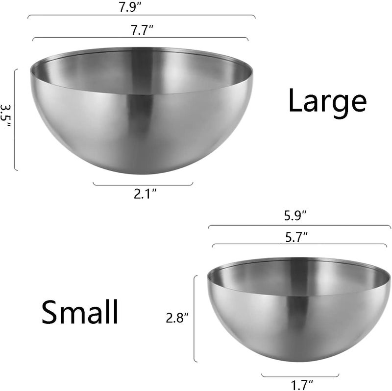 Dadamong Stainless Steel Salad Bowls, Mixing Bowls, Nesting Bowls, Snacks Bowls, Serving Bowls for Mixing, Cooking, Baking, Prepping, Set of 2, Small & Large - 5.9 & 7.9 Inch (Silver) - Image 3