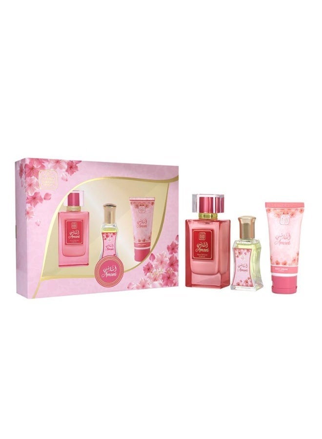 Naseem Amani Women’s Fragrance Gift Set -3pcs (Eau de Parfum, Roll-On & Lotion) - Image 2